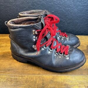 Dunham Waffle Stomper Brown Leather Hiking Boots Mens 9.5 Vibram Sole